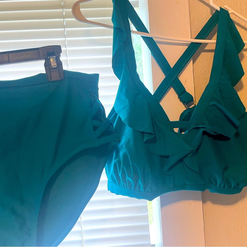 Teal plus size bikini